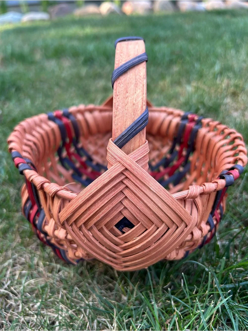 Handwoven Natural Brown Wicker Buttocks Basket with Handle
